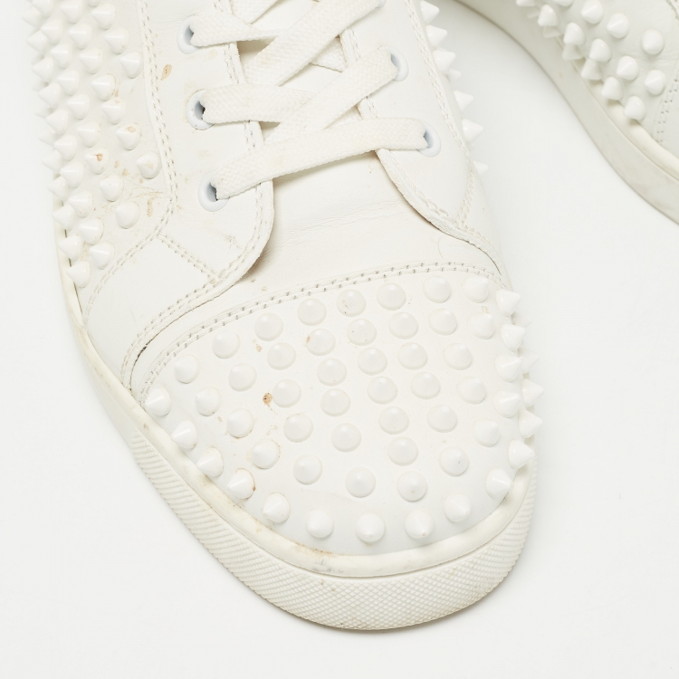 Pre Owned Christian Louboutin White Leather Louis Spikes High Top Sneakers Size 42.5