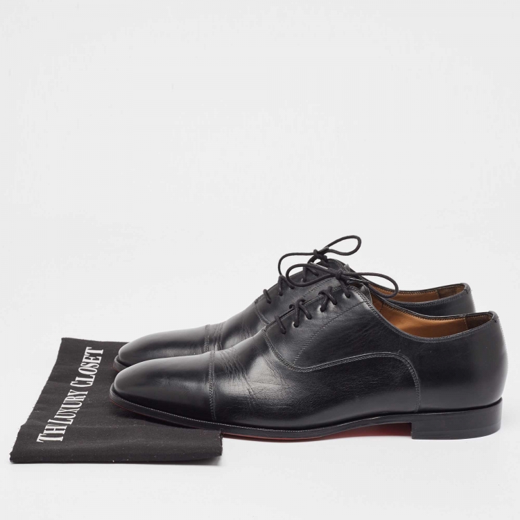 Pre Owned Christian Louboutin Black Leather Greggo Oxfords Size 42