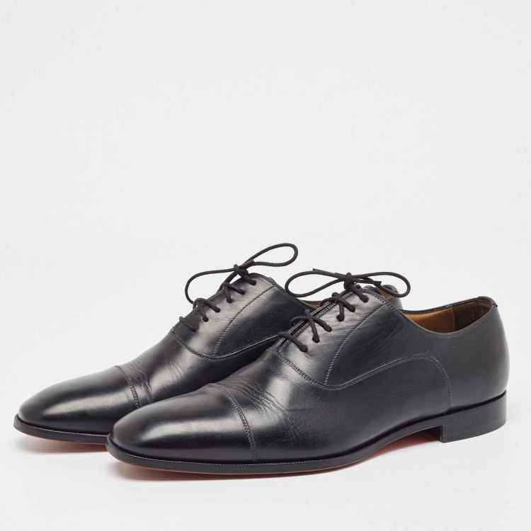 Pre Owned Christian Louboutin Black Leather Greggo Oxfords Size 42
