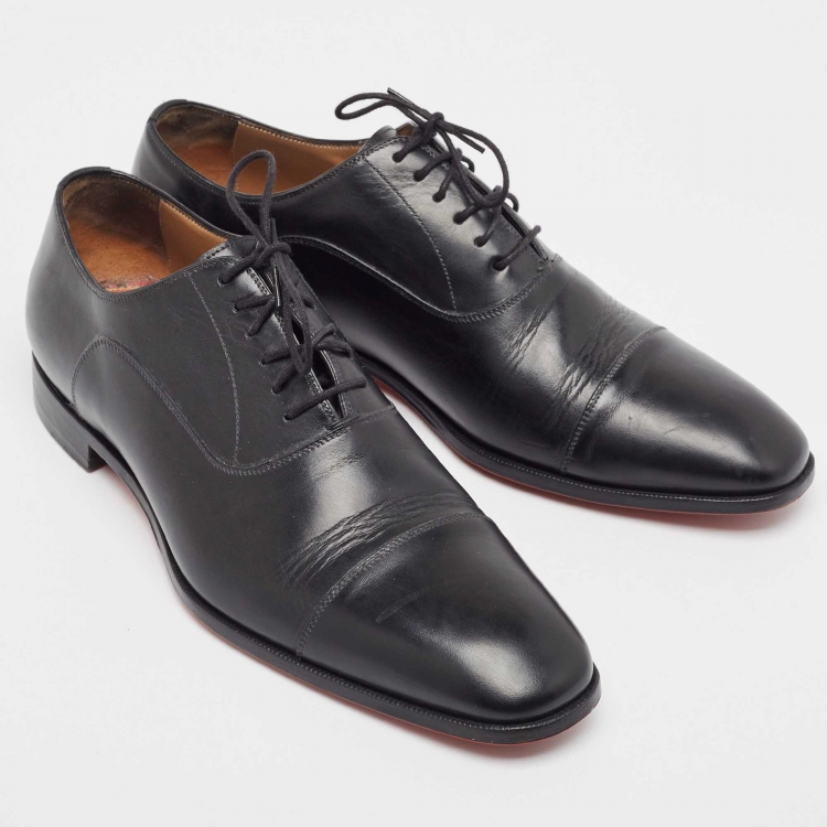 Pre Owned Christian Louboutin Black Leather Greggo Oxfords Size 42