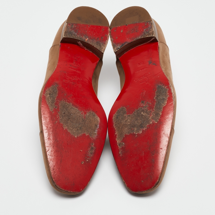 Pre Owned Christian Louboutin Beige Nubuck Leather Greggo Oxfords Size 41.5