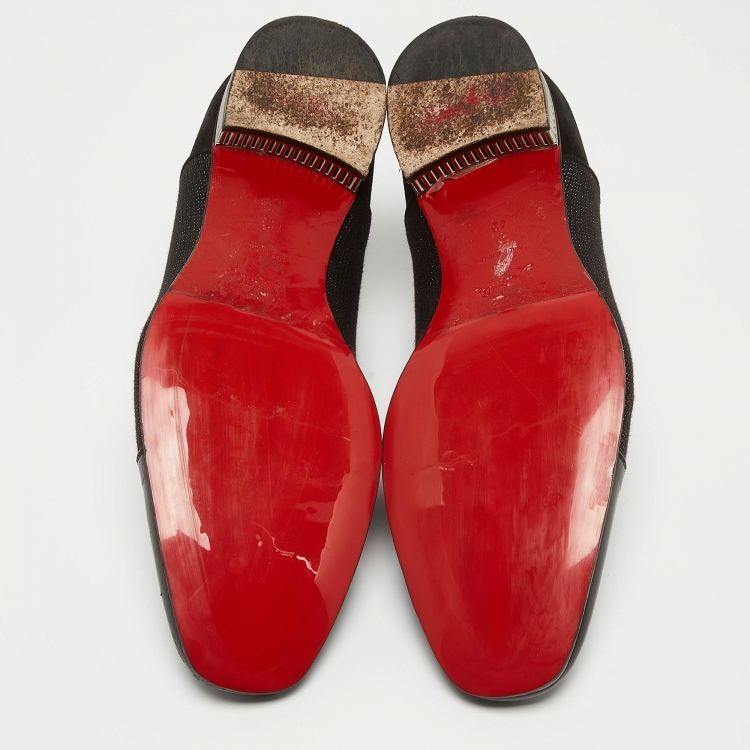 Pre Owned Christian Louboutin Black Suede and Fabric Greggo Oxfords Size 42