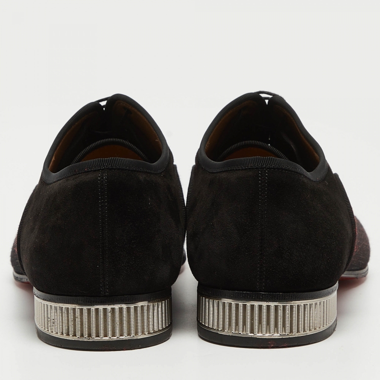 Pre Owned Christian Louboutin Black Suede and Fabric Greggo Oxfords Size 42