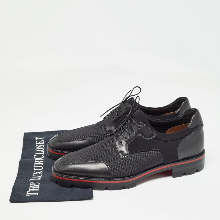 Pre Owned Christian Louboutin Black Fabric and Leather Mika Sky Derby Size 42.5