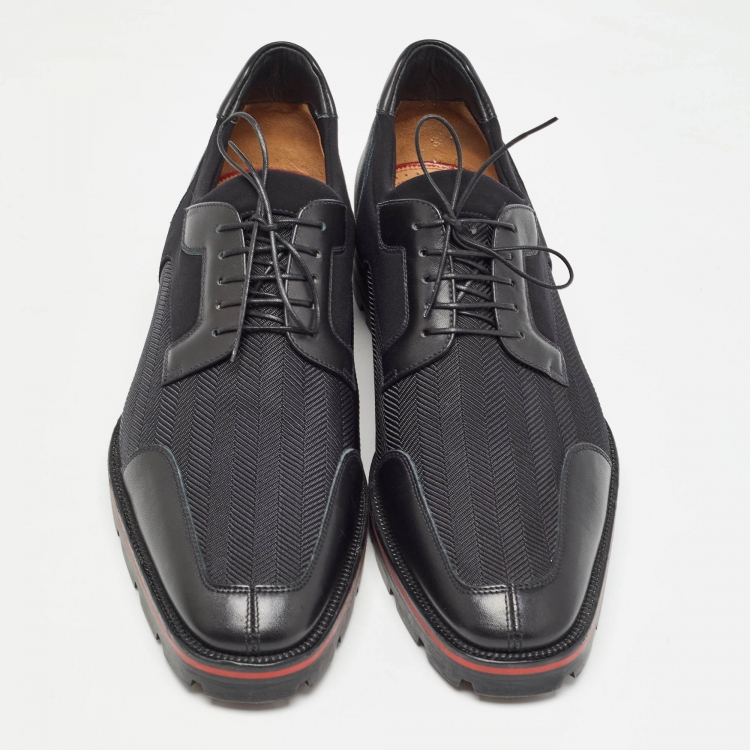 Pre Owned Christian Louboutin Black Fabric and Leather Mika Sky Derby Size 42.5