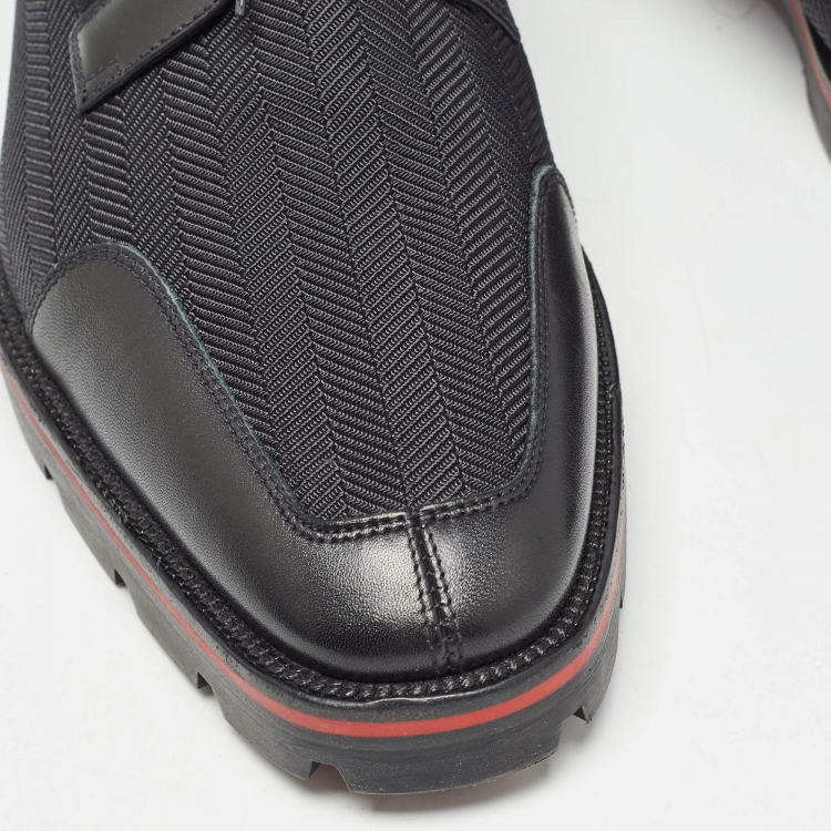 Pre Owned Christian Louboutin Black Fabric and Leather Mika Sky Derby Size 42.5