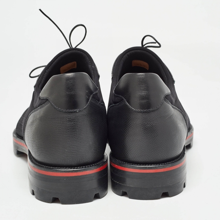 Pre Owned Christian Louboutin Black Fabric and Leather Mika Sky Derby Size 42.5