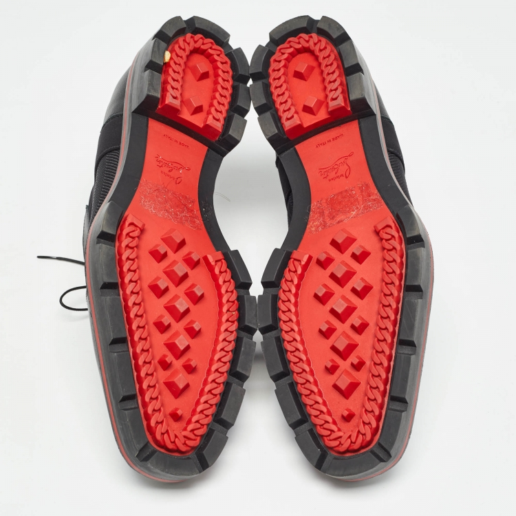 Pre Owned Christian Louboutin Black Fabric and Leather Mika Sky Derby Size 42.5