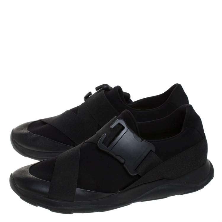 Pre Owned Christopher Kane Black Nylon Safety Buckle High Top Slip On Sneakers Size 43