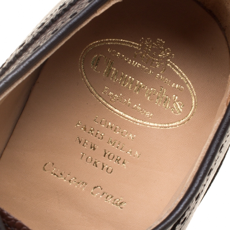 مملوكة مسبقًا حذاء دربي شرشز غريفتون جلد بروغي بني عاجي مقاس 44