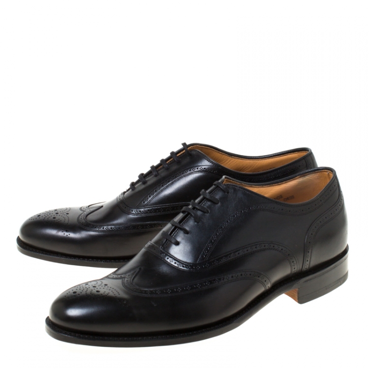 Pre Owned Church's Black Leather Chetwynd Brogue Lace-Up Oxfords Size 41