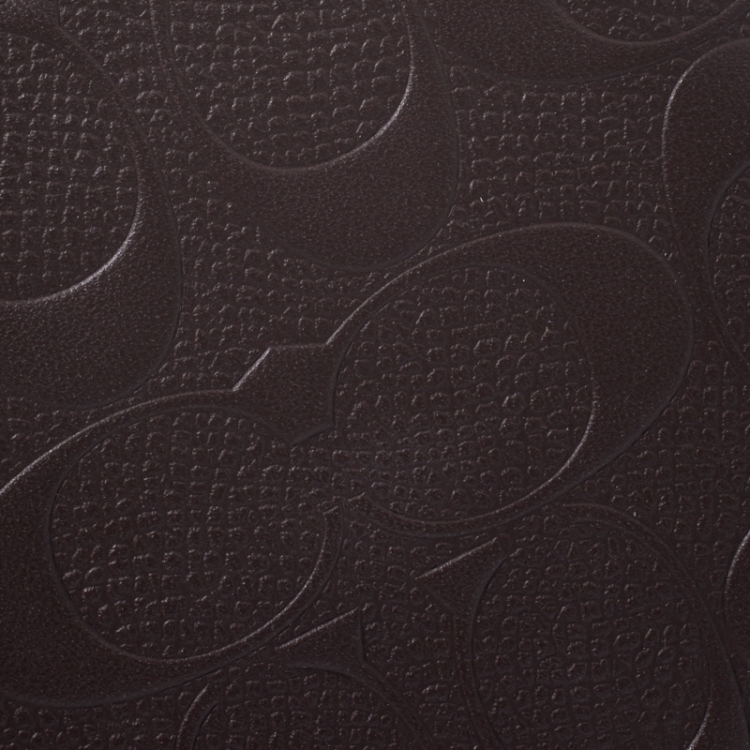 Pre Owned Coach Dark Brown Signature Leather Compact Bifold Wallet