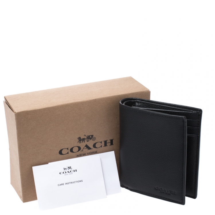 Pre Owned Coach Black Leather Slim Wallet