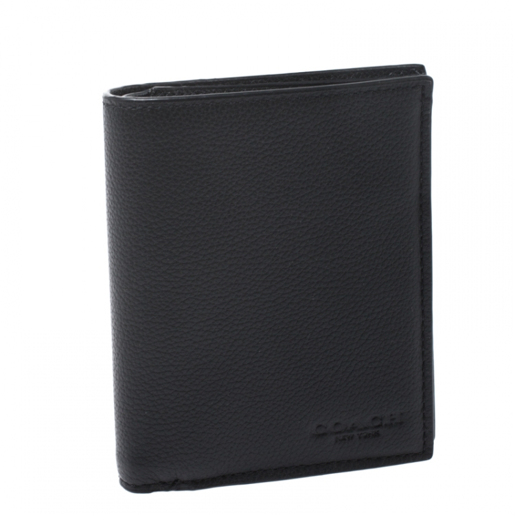 Pre Owned Coach Black Leather Slim Wallet