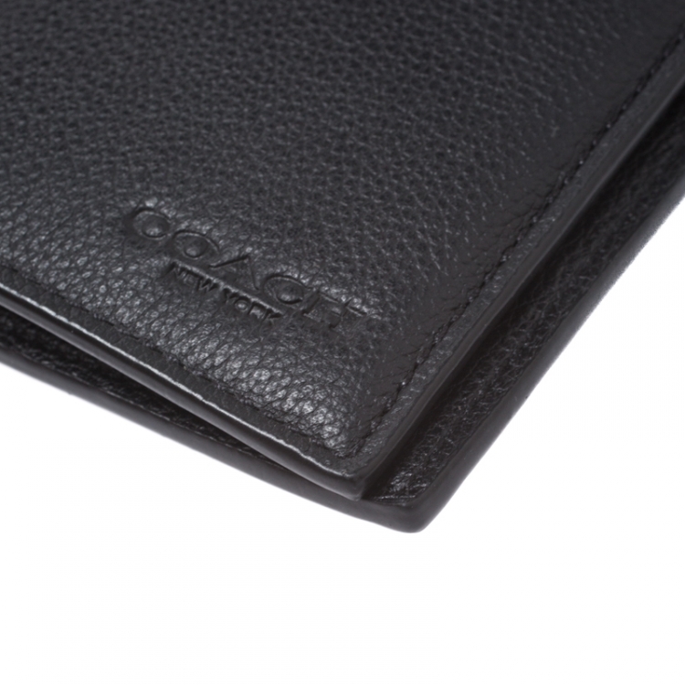 Pre Owned Coach Black Leather Slim Wallet