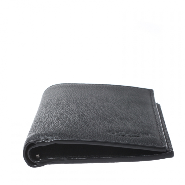Pre Owned Coach Black Leather Slim Wallet