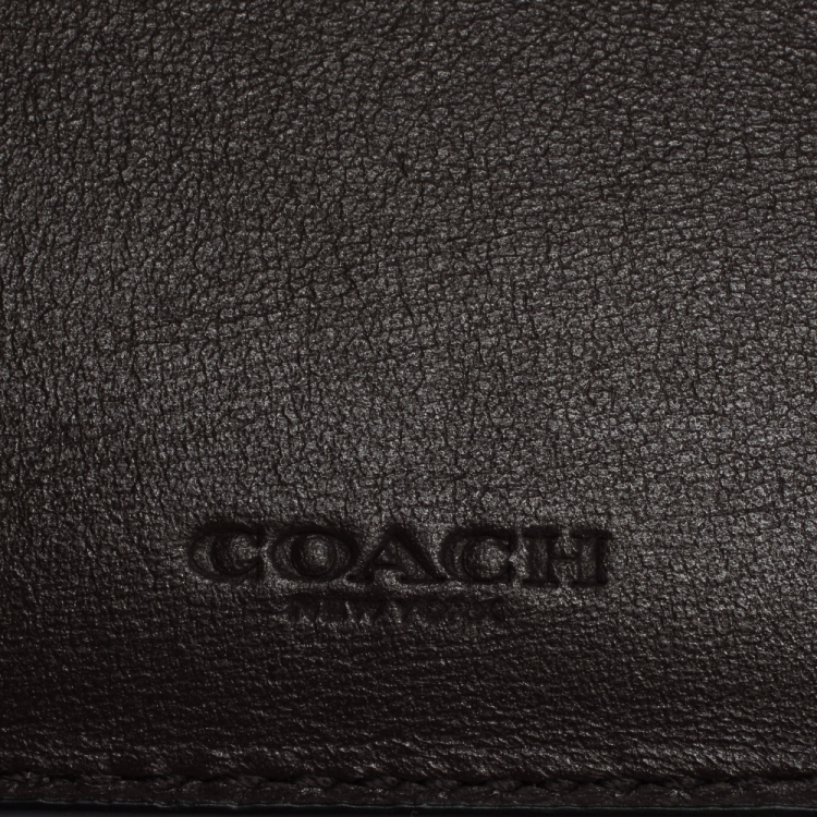 Pre Owned Coach Mahogany Signature Leather Compact Bifold Wallet