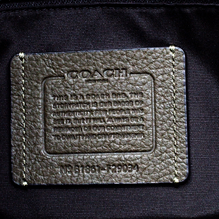 Pre Owned Coach Olive/Black Leather Business Briefcase Bag