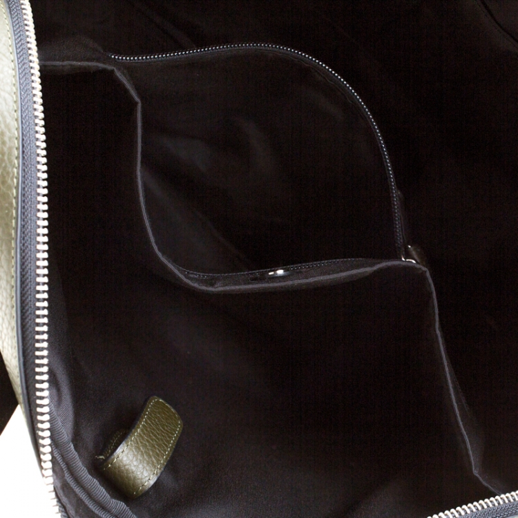 Pre Owned Coach Olive/Black Leather Business Briefcase Bag