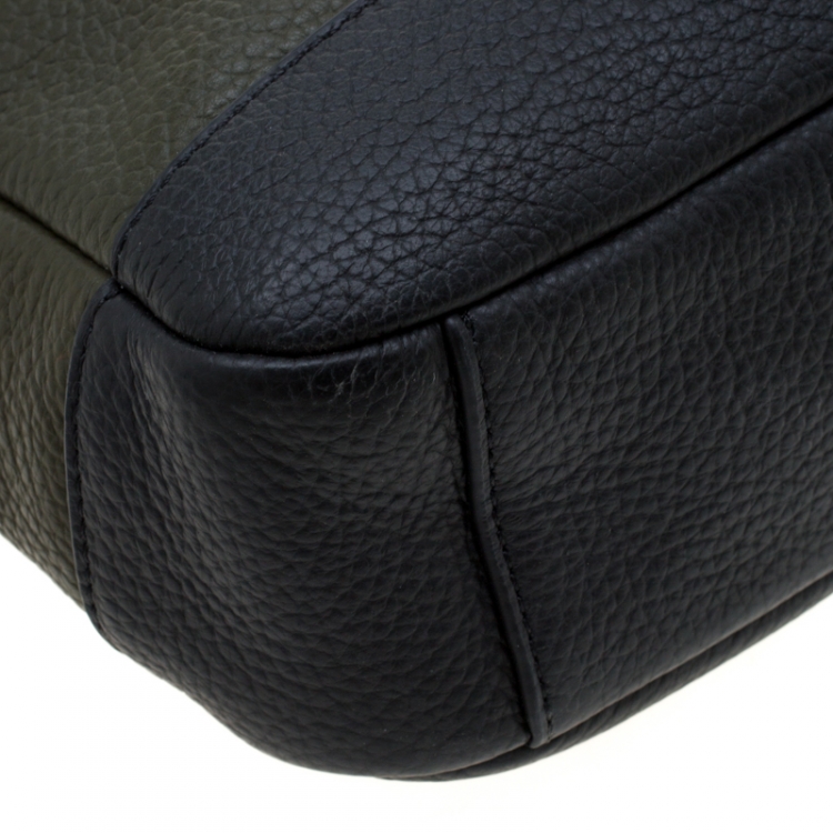 Pre Owned Coach Olive/Black Leather Business Briefcase Bag
