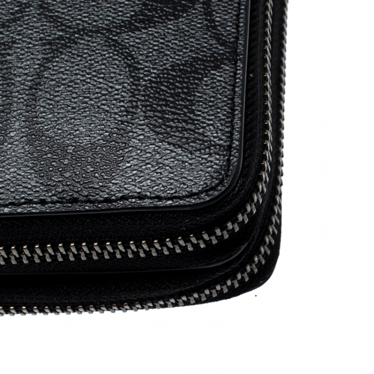 Pre Owned Coach Charcoal PVC Double Zip Travel Organizer