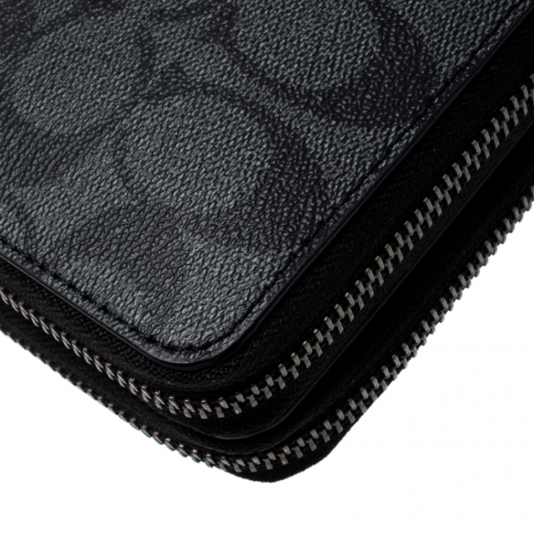 Pre Owned Coach Charcoal PVC Double Zip Travel Organizer