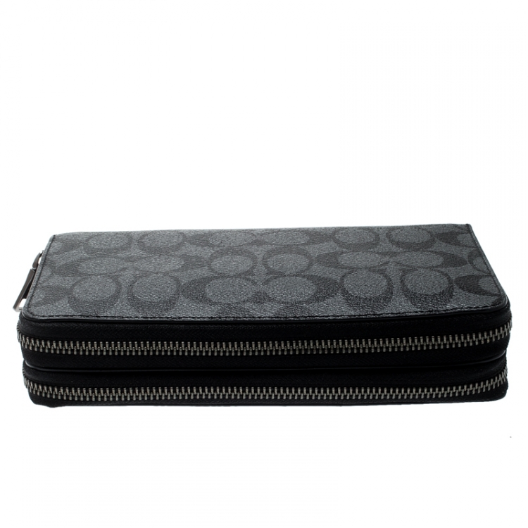 Pre Owned Coach Charcoal PVC Double Zip Travel Organizer