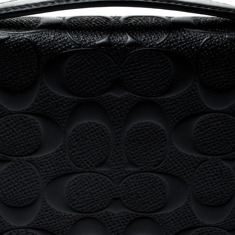 Pre Owned Coach Black Leather Double Zip Travel Organizer