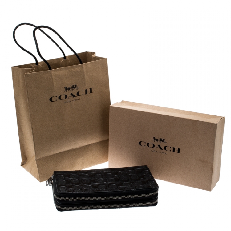Pre Owned Coach Black Leather Double Zip Travel Organizer
