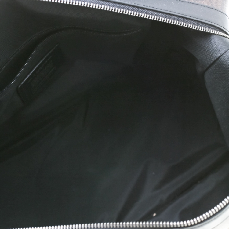 Pre Owned Coach Brown/Black Signature Coated Canvas and Leather Voyager Bag