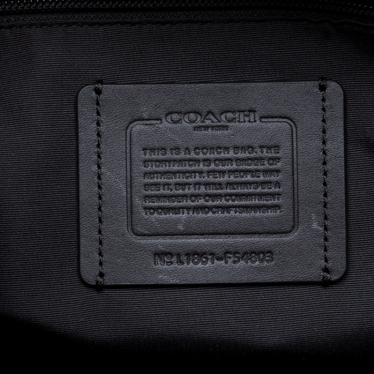 Pre Owned Coach Charcoal Signature Canvas and Leather Perry Slim Laptop Bag