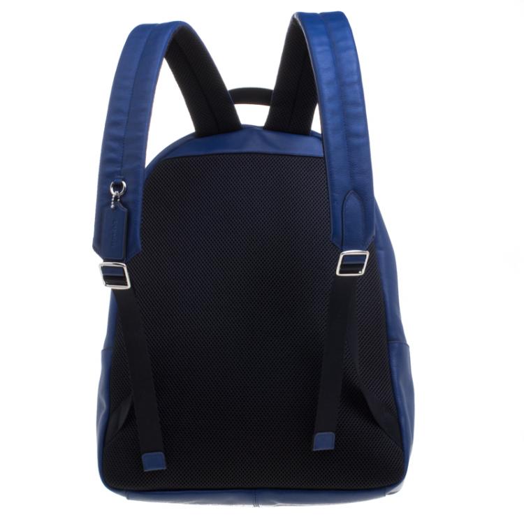 Pre Owned Coach Navy Blue Leather New Varsity Charles Backpack