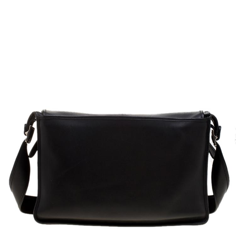 Pre Owned Coach Black Leather Messenger Bag
