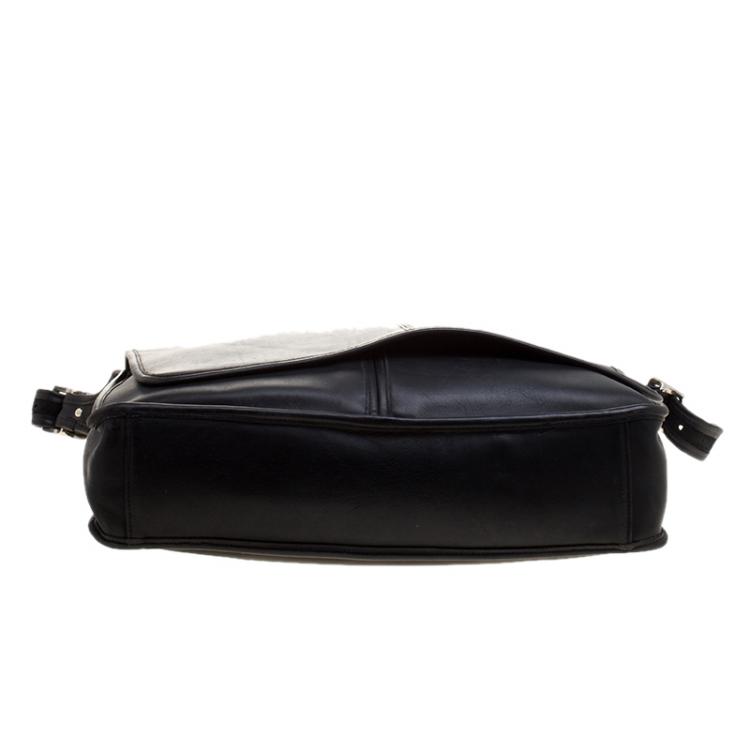 Pre Owned Coach Black Leather Messenger Bag