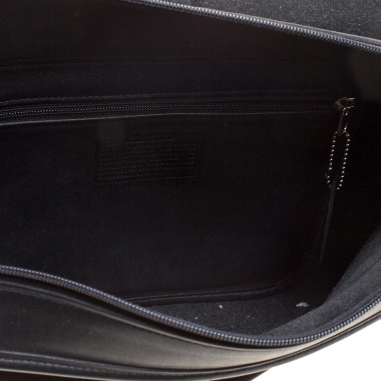 Pre Owned Coach Black Leather Messenger Bag