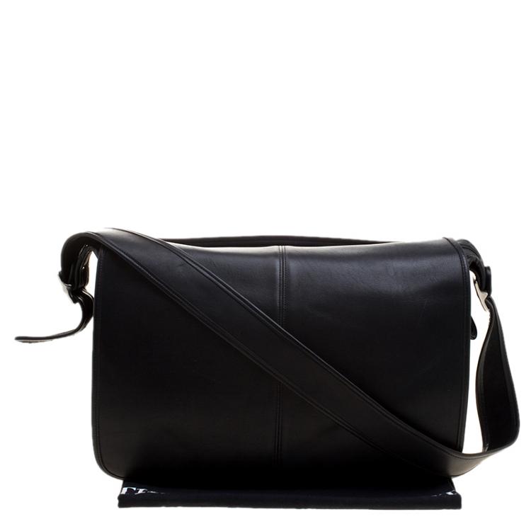 Pre Owned Coach Black Leather Messenger Bag