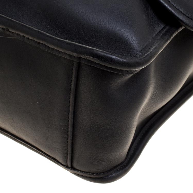 Pre Owned Coach Black Leather Messenger Bag