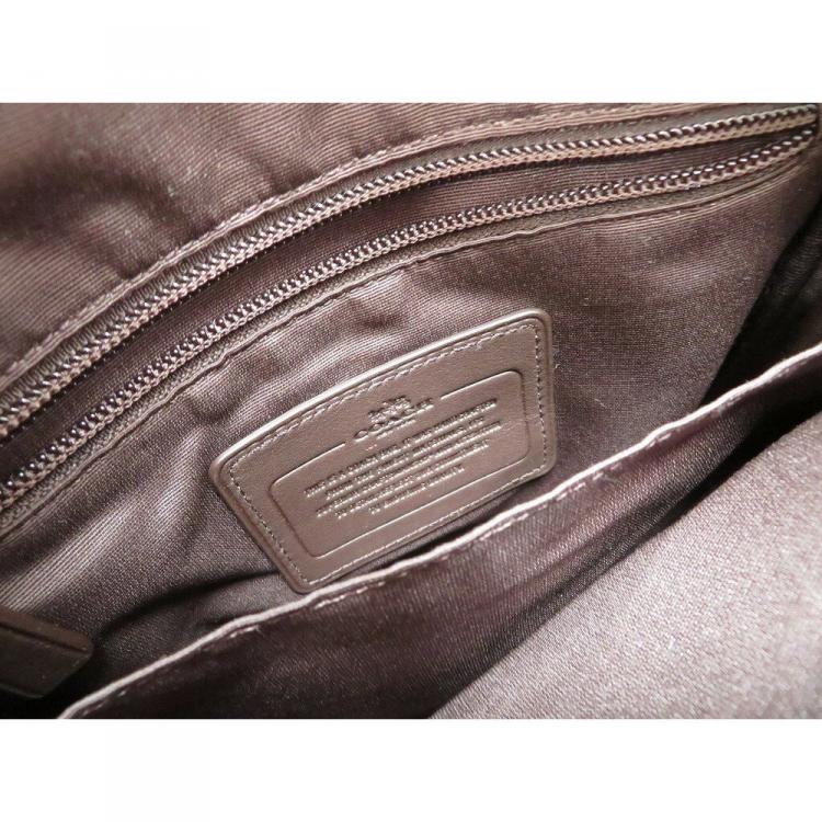 Pre Owned Coach Khaki/Brown Signature PVC and Leather Messenger Bag