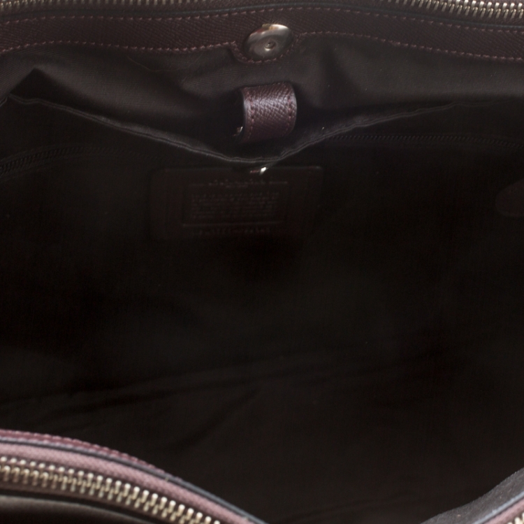 Pre Owned Coach Burgundy Leather Perry Metropolitan Briefcase Tote