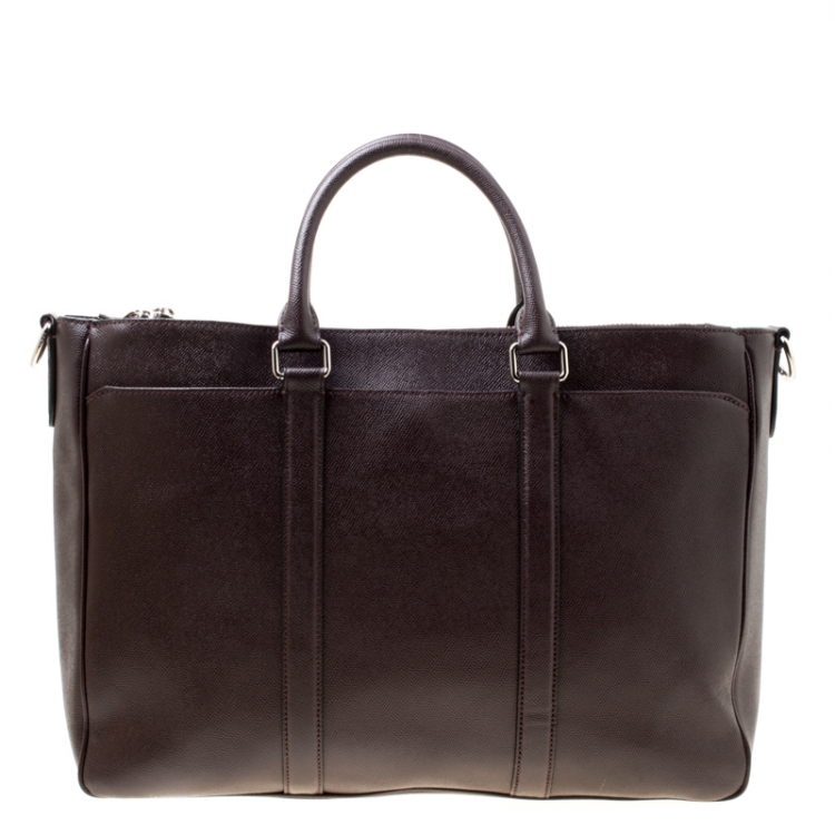 Pre Owned Coach Burgundy Leather Perry Metropolitan Briefcase Tote