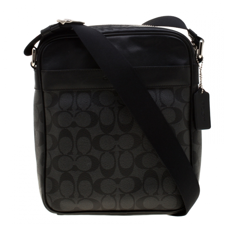 Coach Charcoal Signature Coated Canvas and Leather Flight Messenger Bag  Coach | TLC