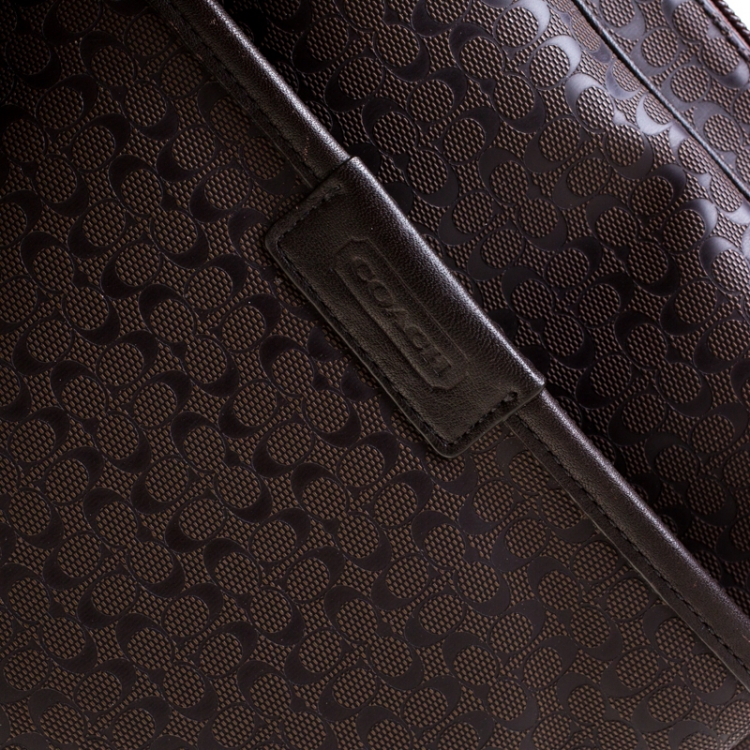 مملوكة مسبقًا Coach Brown Signature Embossed PVC Heritage Crossbody Bag