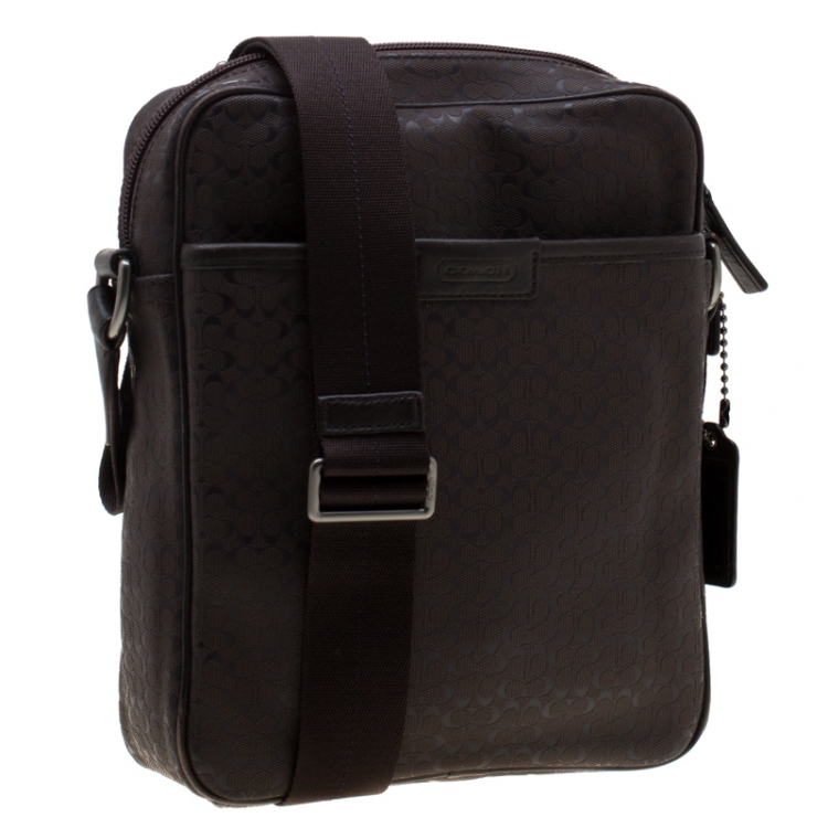 مملوكة مسبقًا Coach Brown Signature Embossed PVC Heritage Crossbody Bag