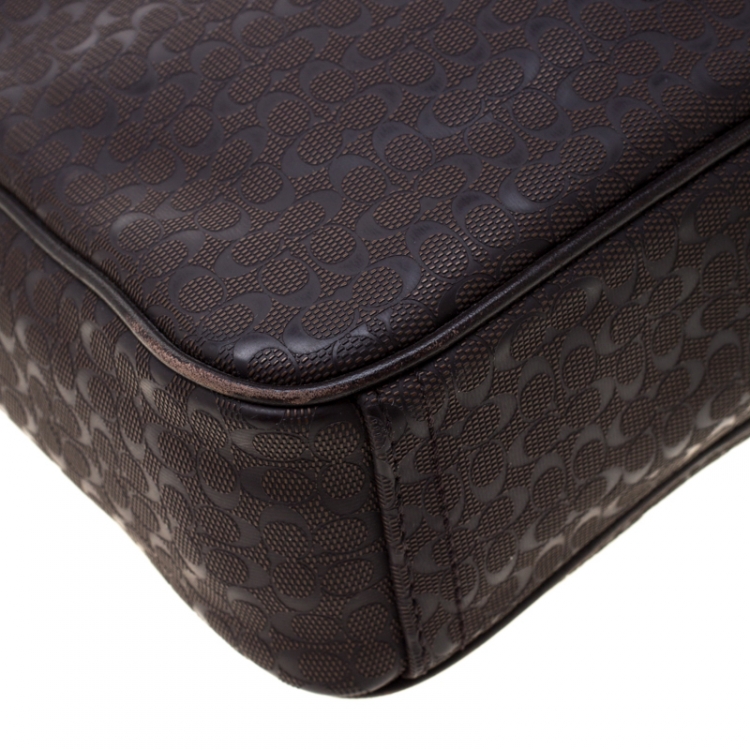 مملوكة مسبقًا Coach Brown Signature Embossed PVC Heritage Crossbody Bag