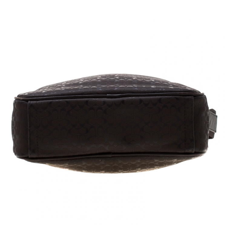 مملوكة مسبقًا Coach Brown Signature Embossed PVC Heritage Crossbody Bag