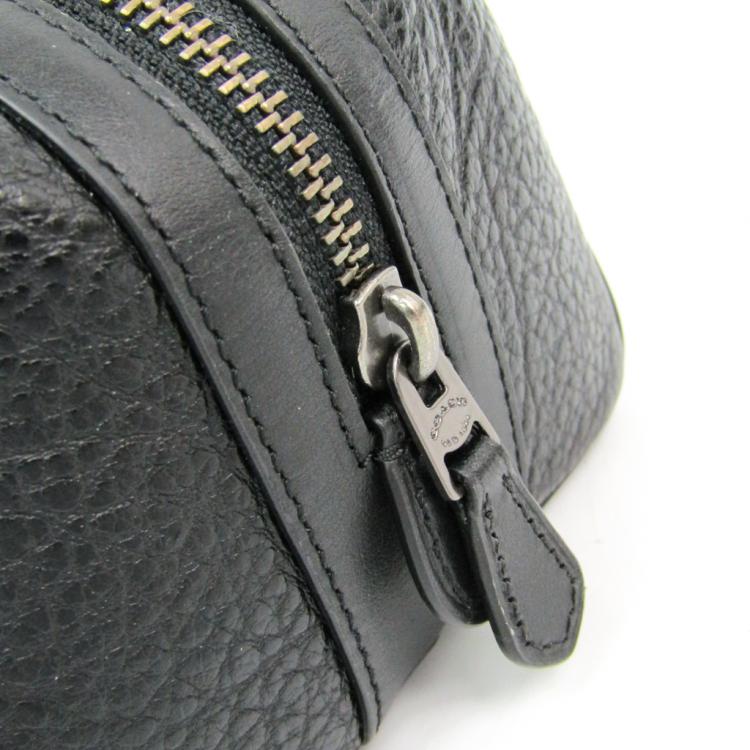 Pre Owned Coach Black Leather Pouch Bag