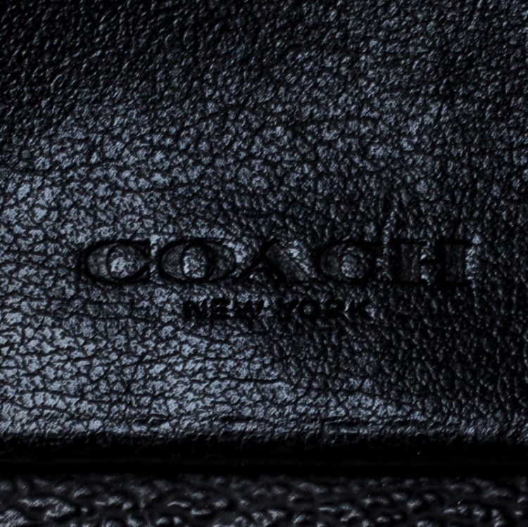 Pre Owned Coach Grey Signature Coated Canvas Long Bifold Wallet    
