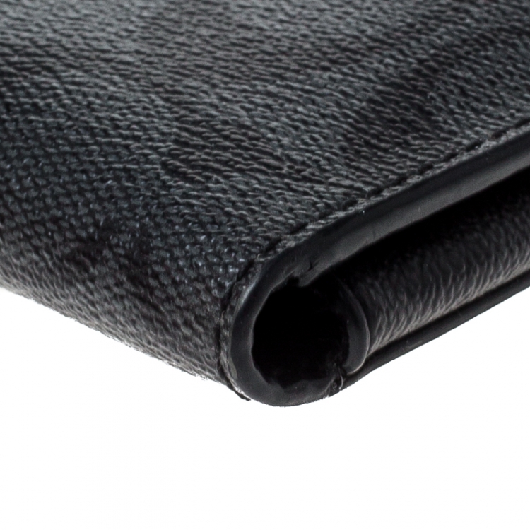Pre Owned Coach Grey Signature Coated Canvas Long Bifold Wallet    