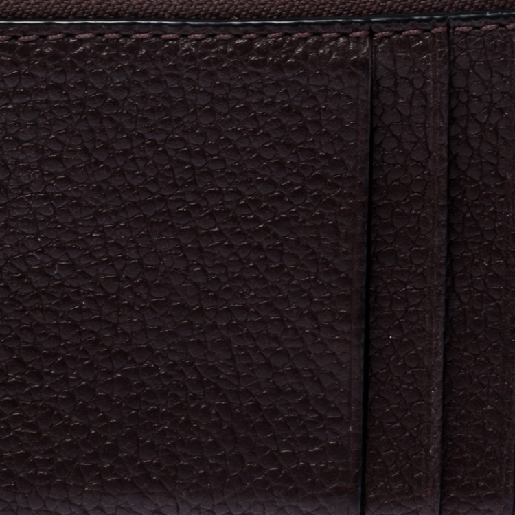Pre Owned Coach Black/Maroon Leather Credit Card Holder  