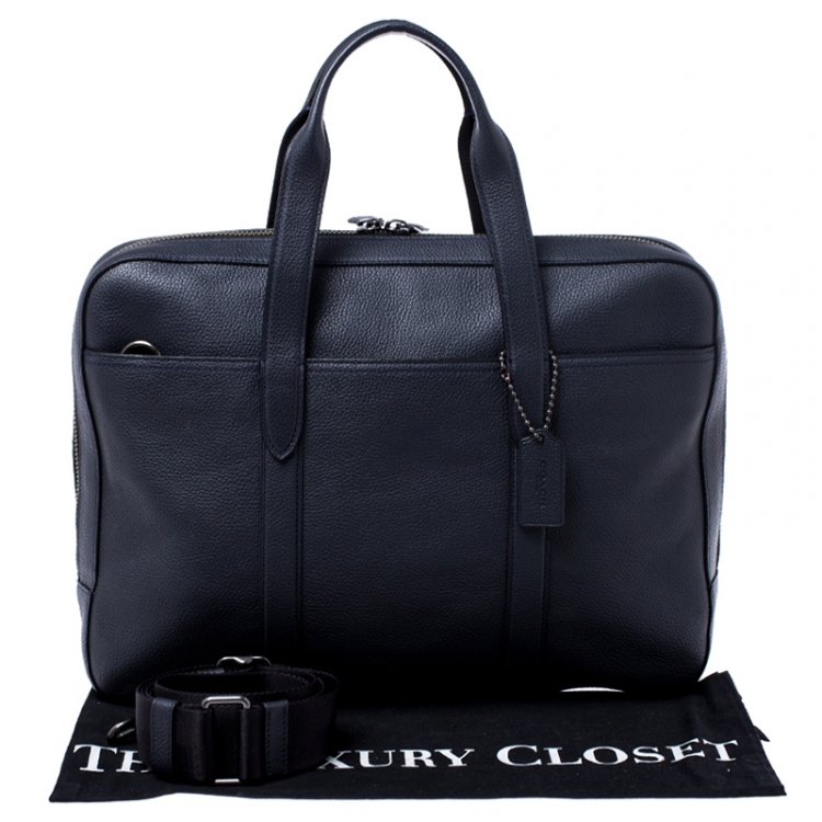 Pre Owned Coach Navy Blue Leather Metropolitan Soft Briefcase Bag